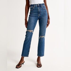 Abrocrombie and fitch ultra high ankle straight distressed jeans